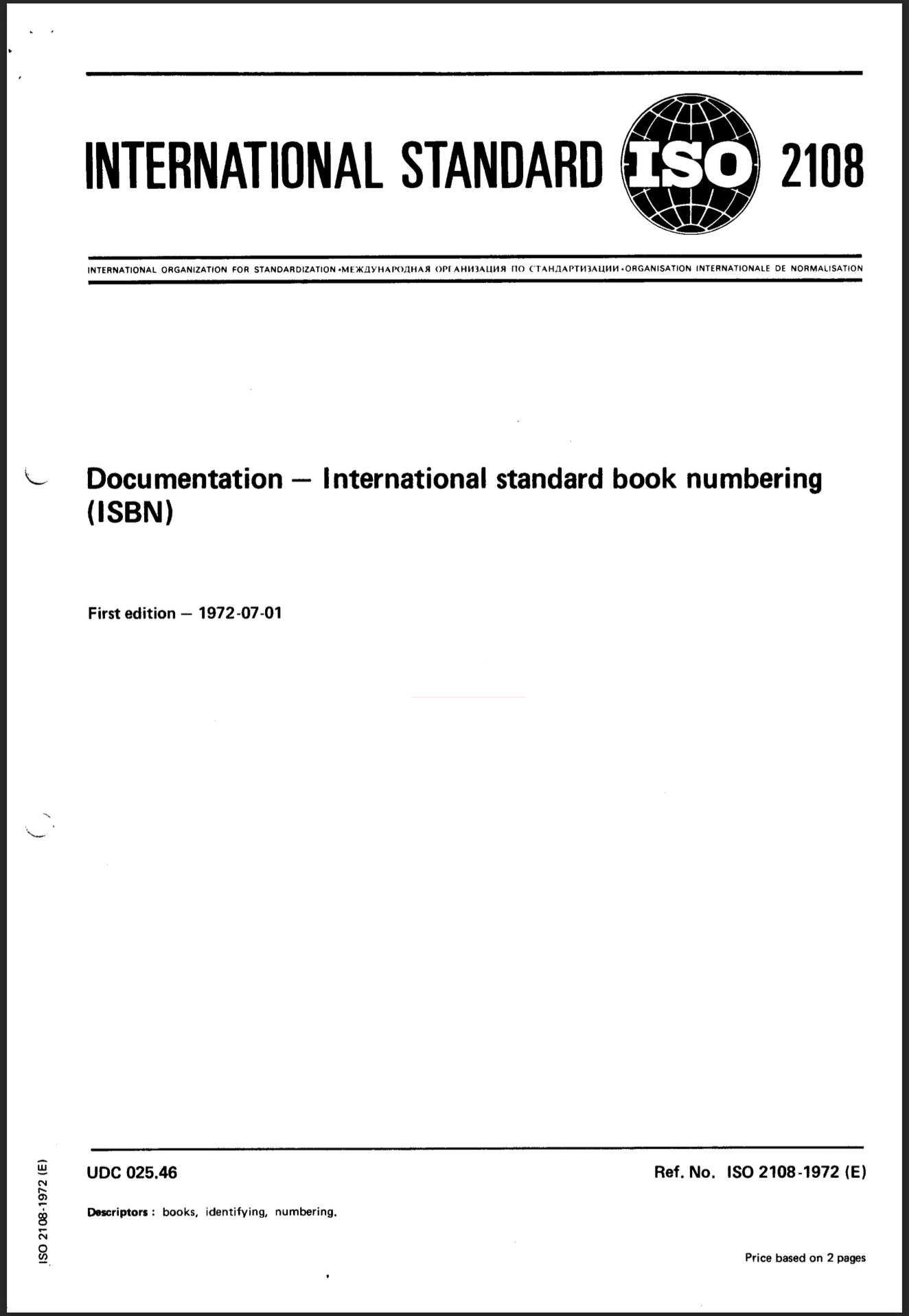 ISO 2108:1972 cover